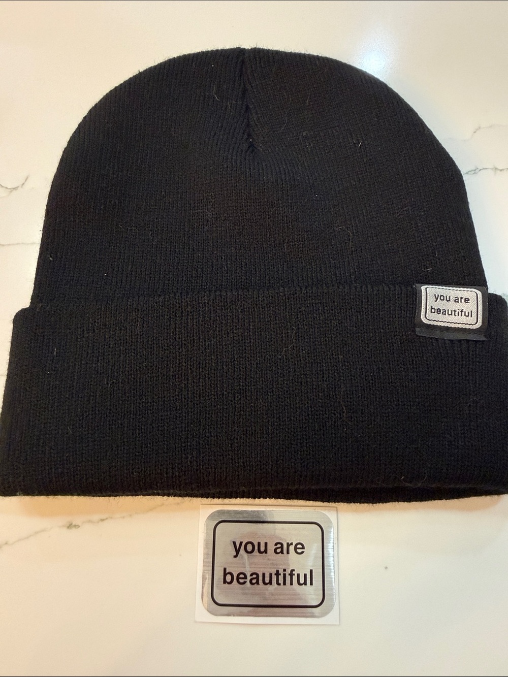 you are beautiful black beanie